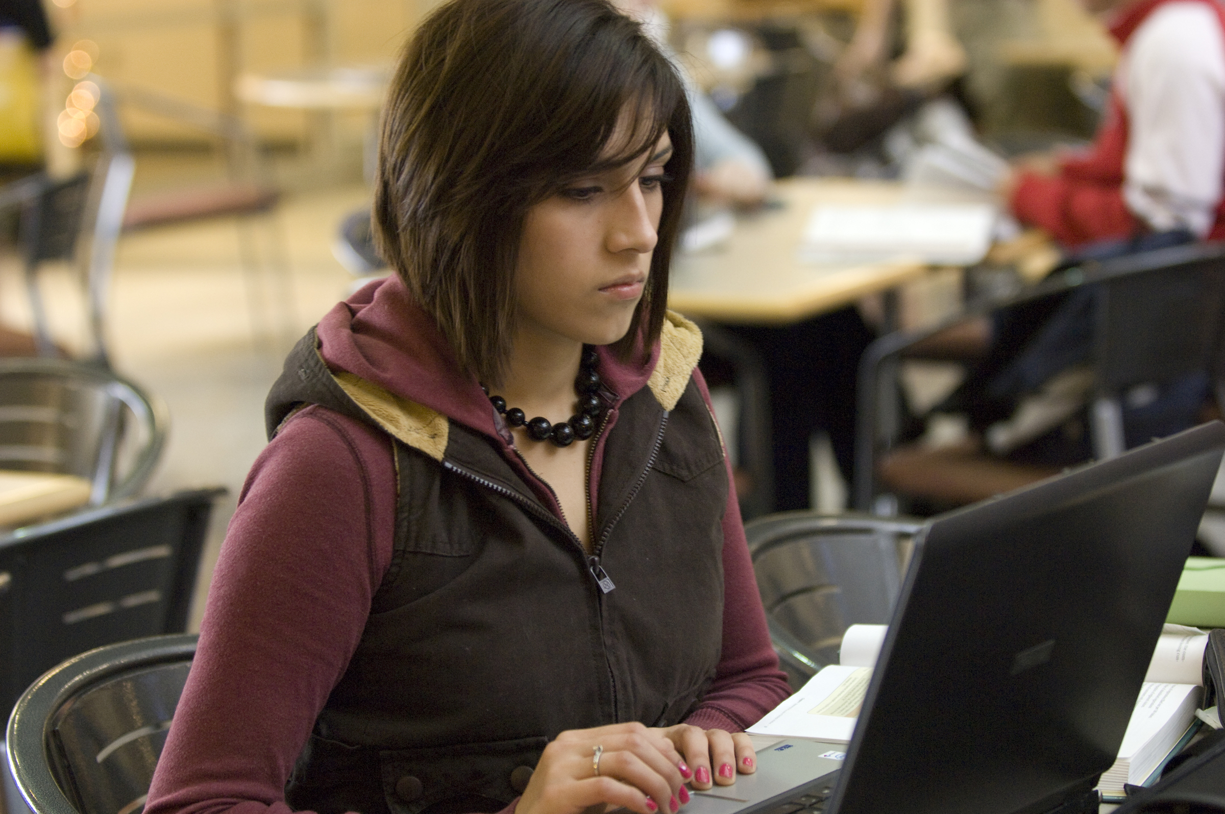 student working on laptop